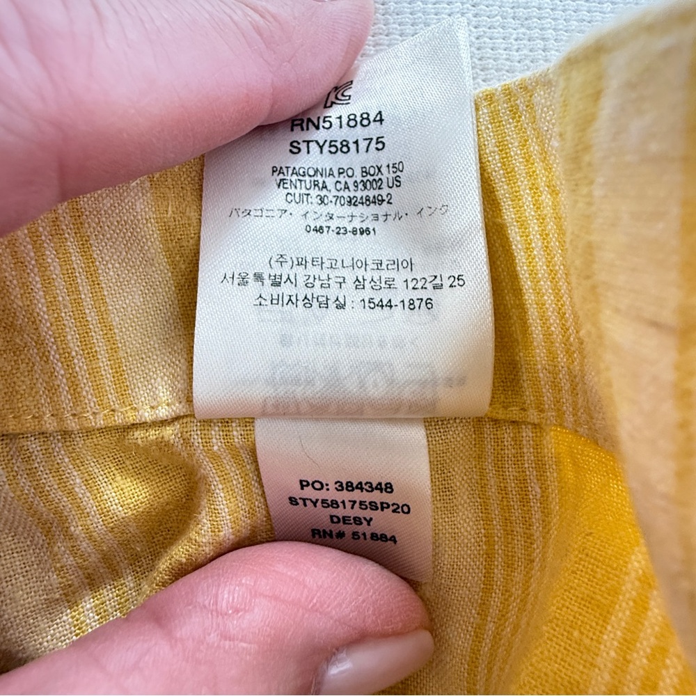 Patagonia Garden Island Shorts in Yellow Stripe SZ Large - Picture 7 of 7